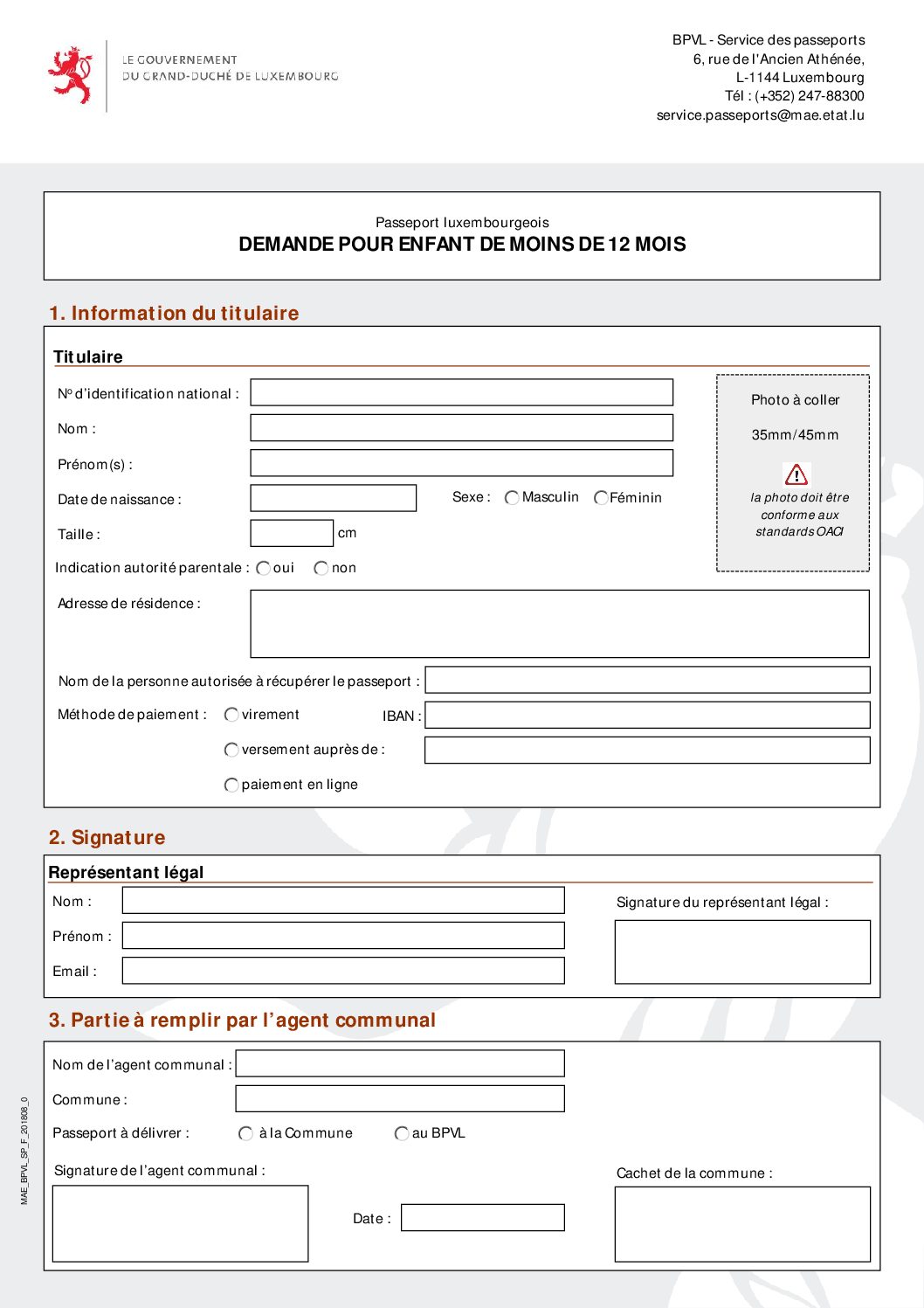 Citoyens - identité - Formulaire de demande de Passeport luxembourgeois_demande pour enfants de moins de 12mois