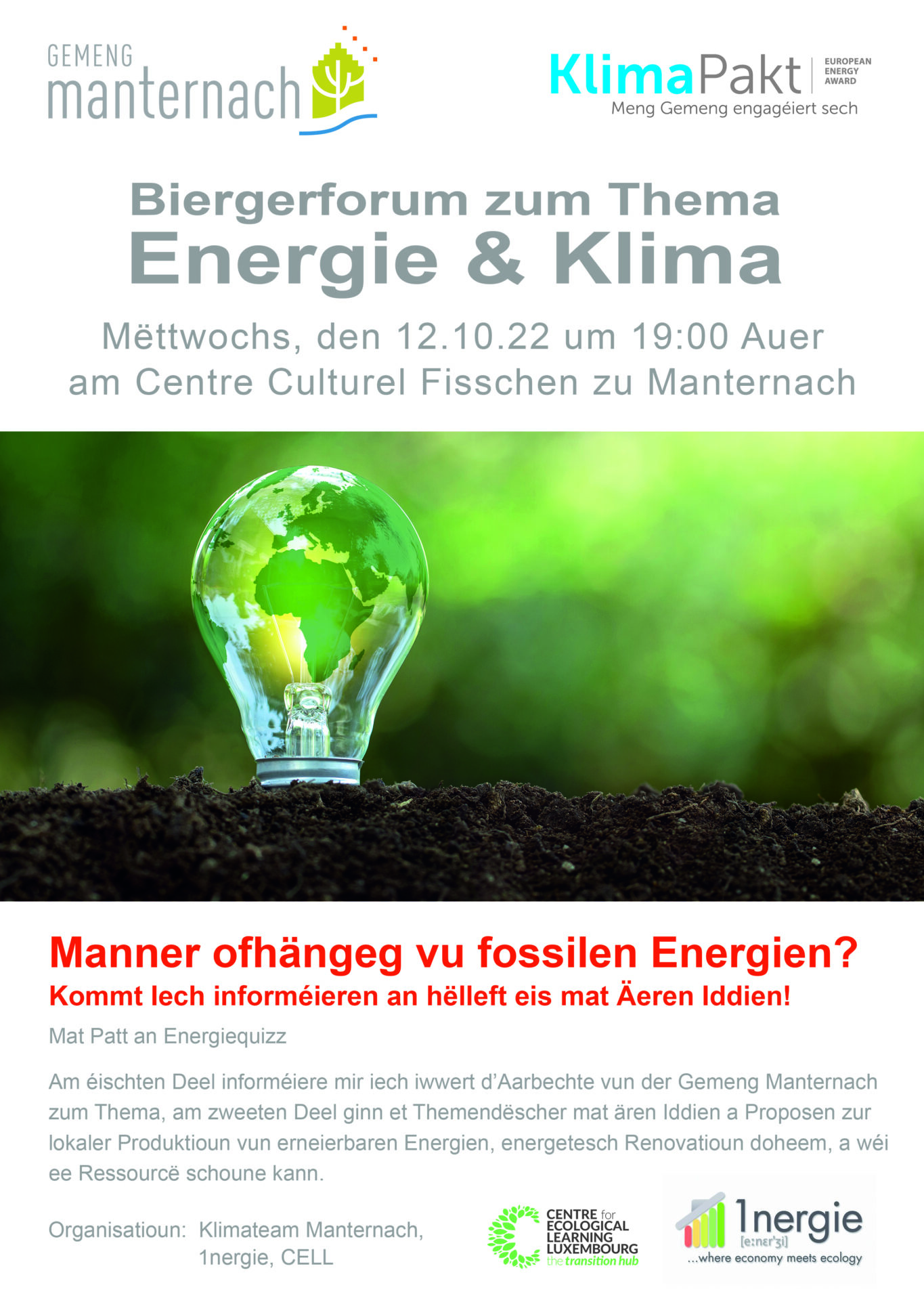 Biergerforum zum Thema Energie & Klima / Forum citoyen sur le sujet énergie et climat