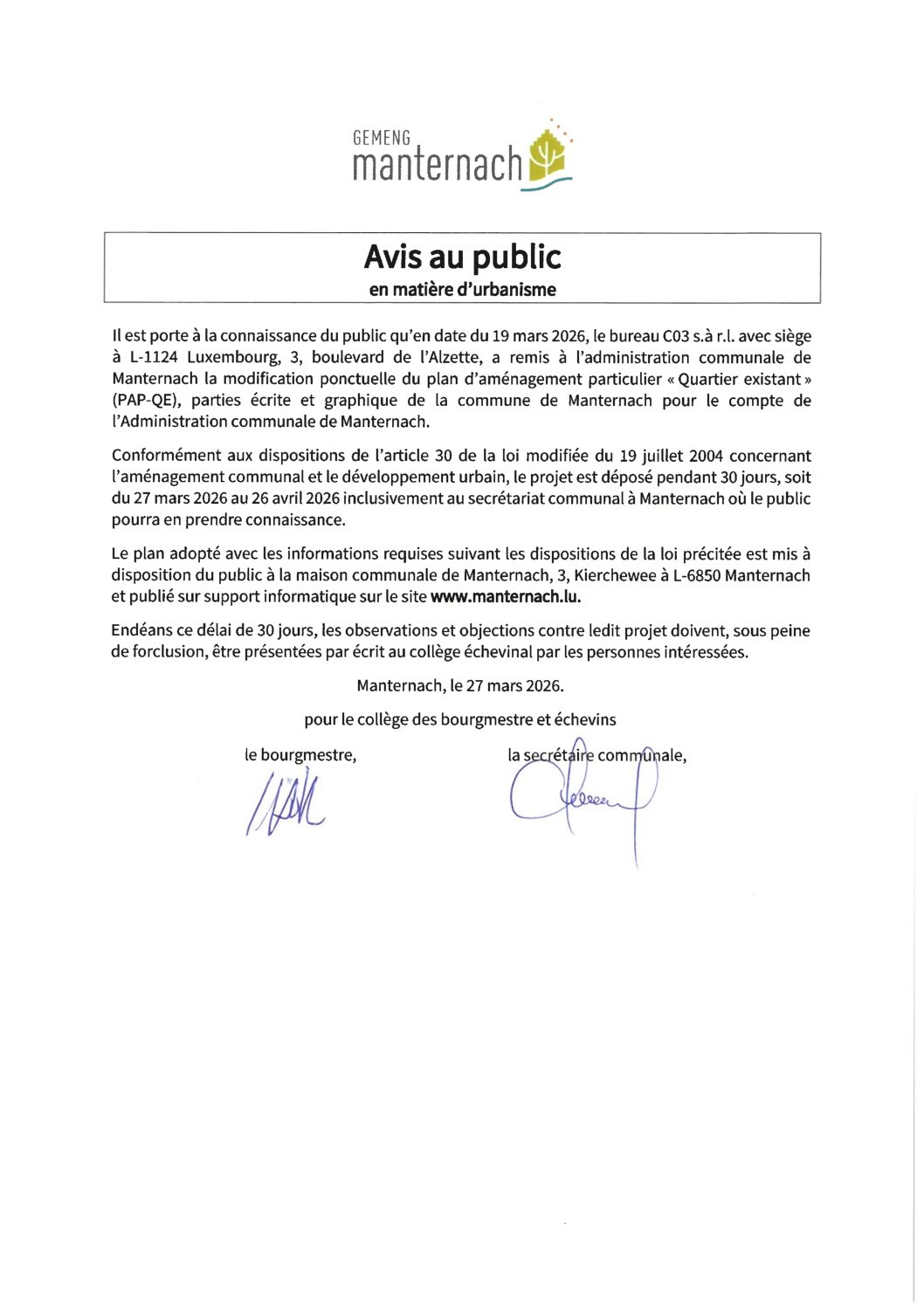 2026-15 - Avis au public - Modification du règlement des cimetières_2e lecture Dossier publication