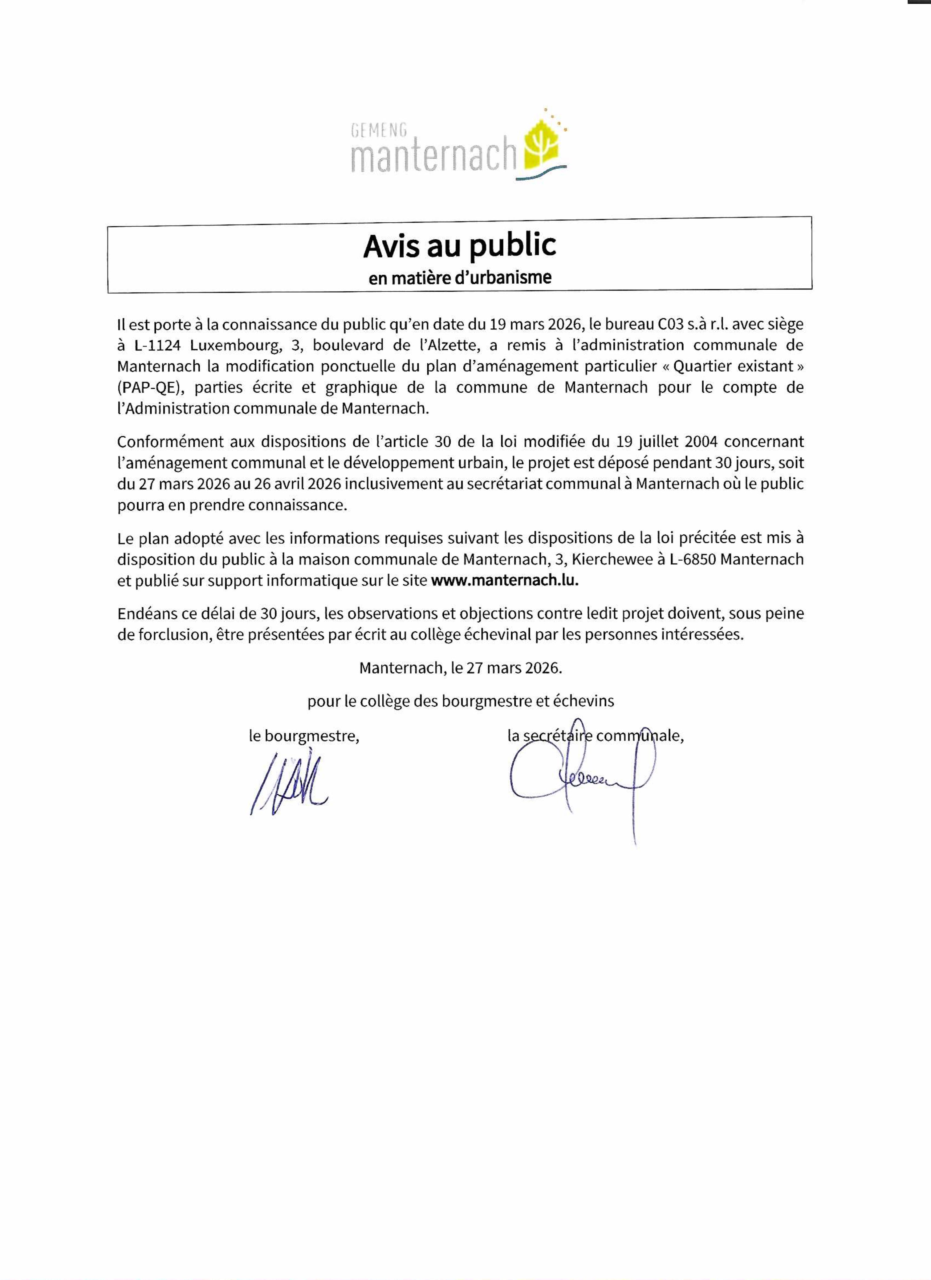 20260327 - Avis au public - MOPO PAP-QE