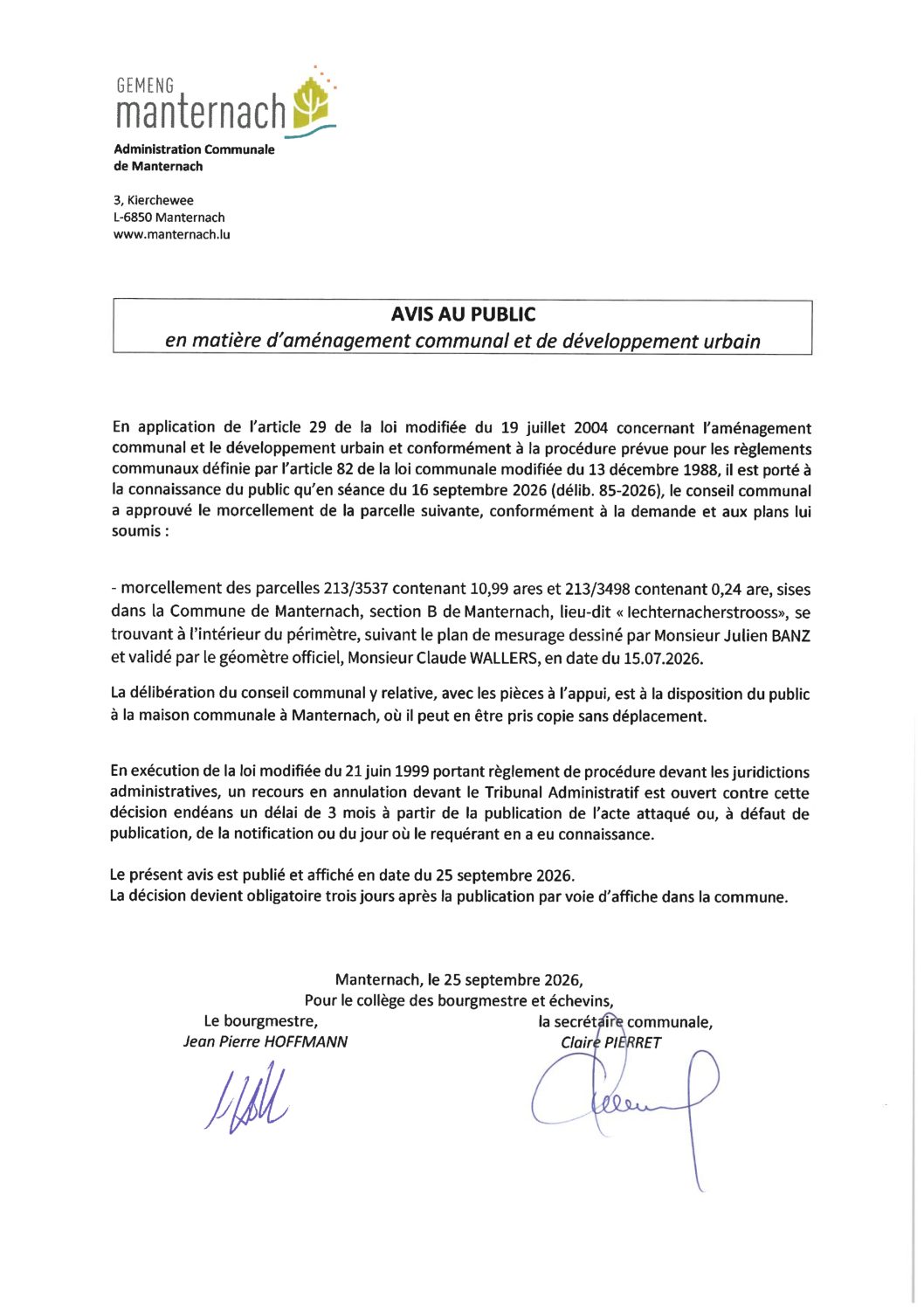 20260925 - AVIS AU PUBLIC morcellement_MA_IECH