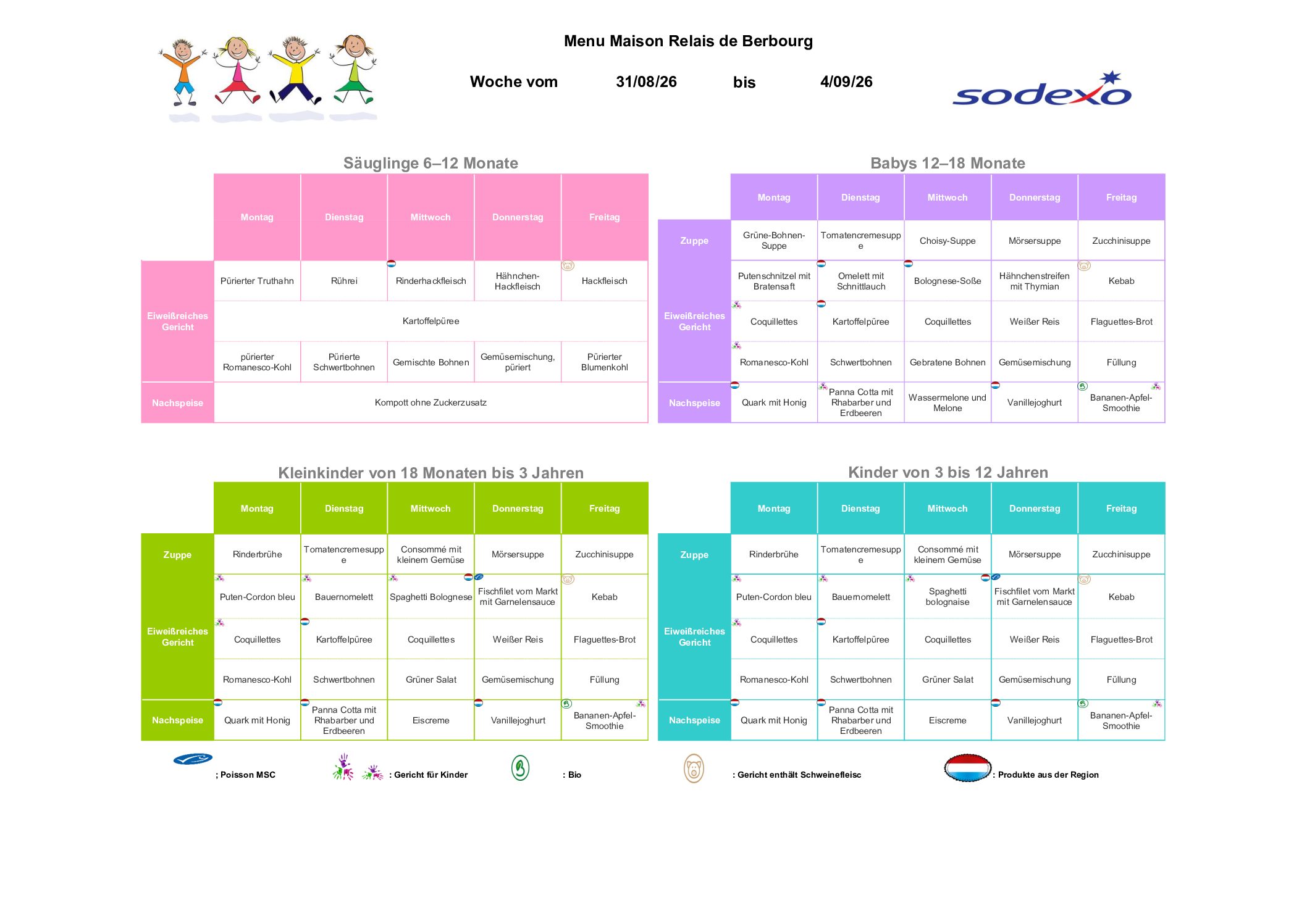 Menu Semaine 2026.37 31.08-04.09
