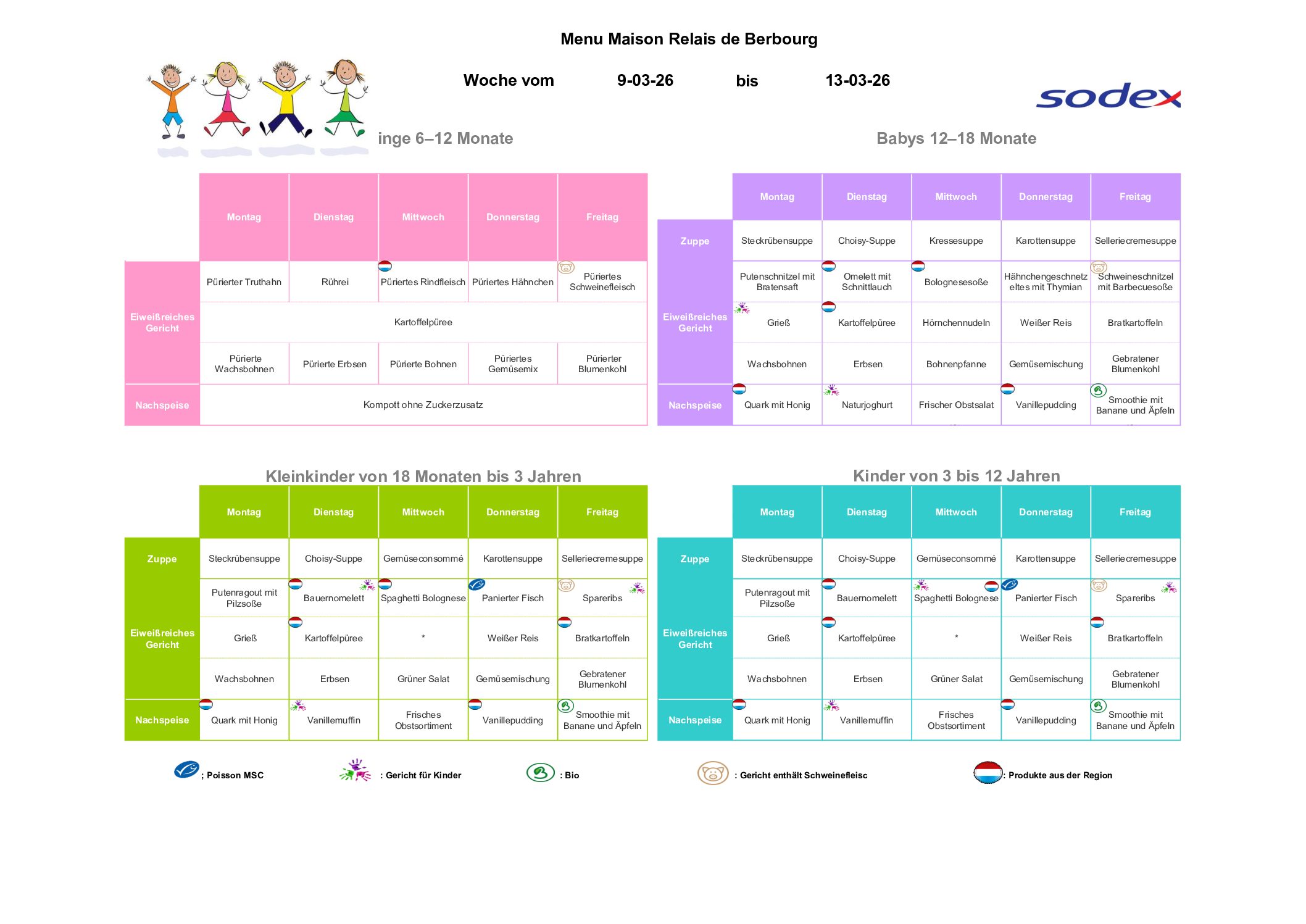 Menu semaine 2026.11 09.03-13.03.2026