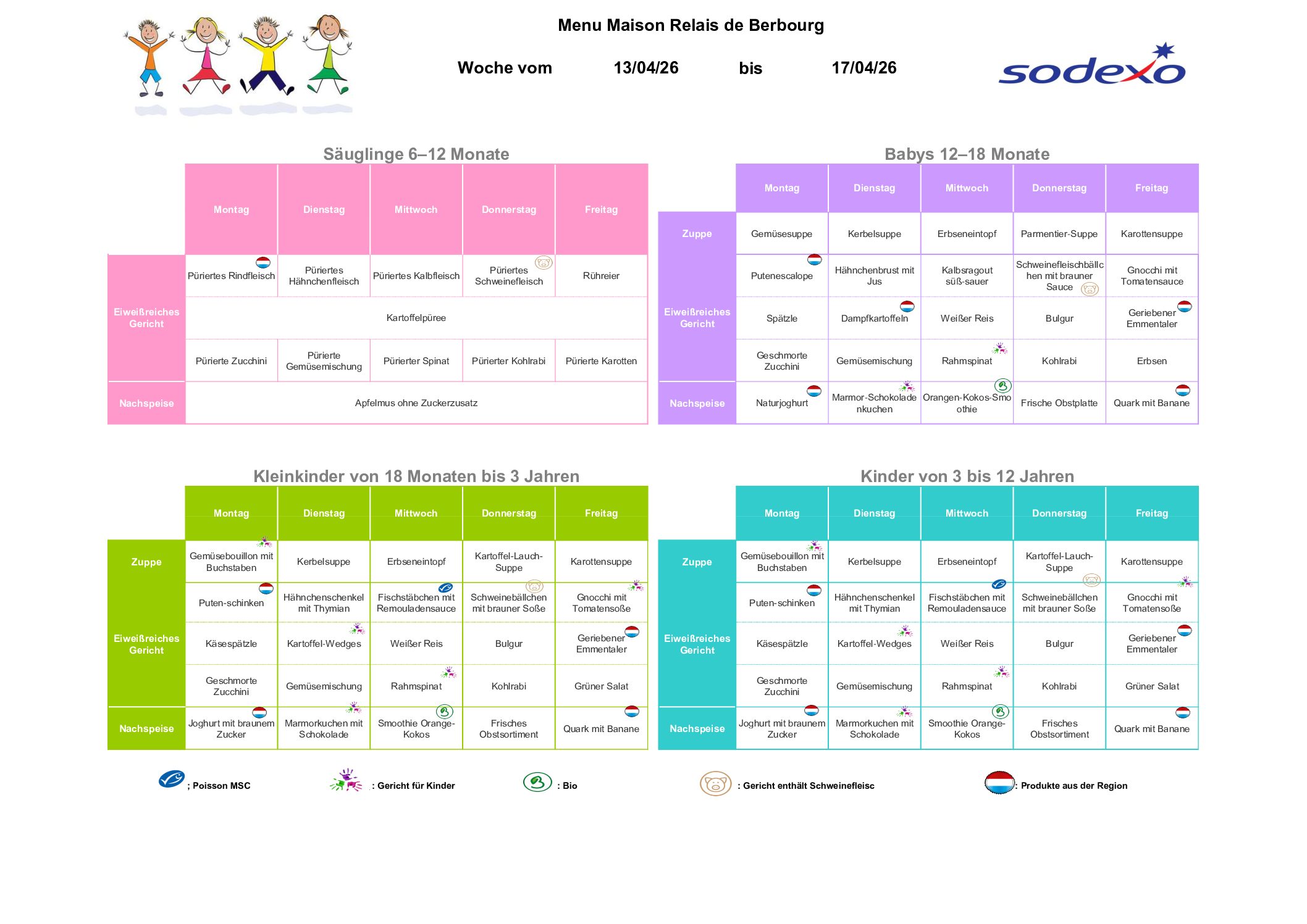 Menu semaine 2026.16 13.04-17.04.2026