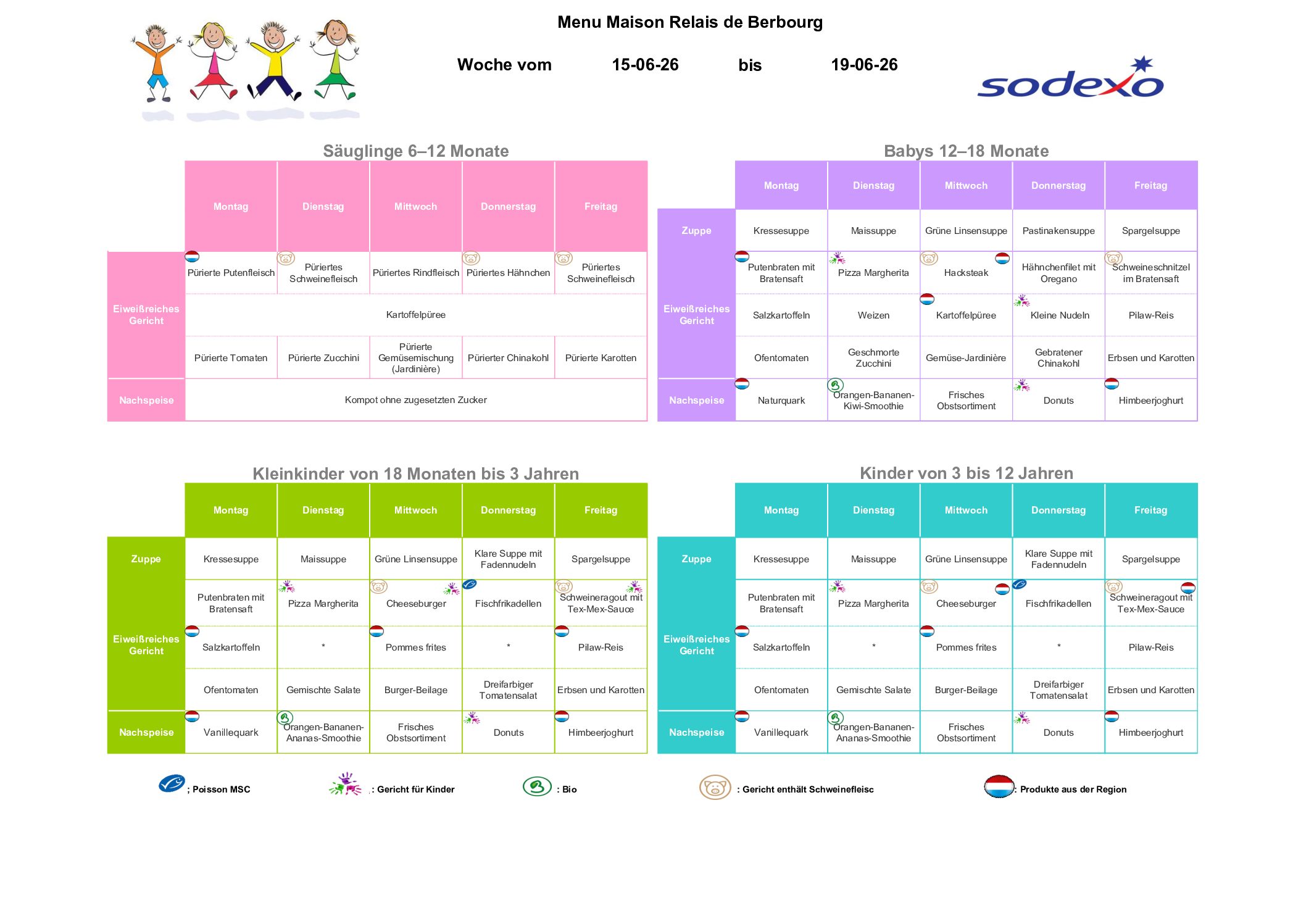 Menu semaine 2026.25 15.06-19.06.2026