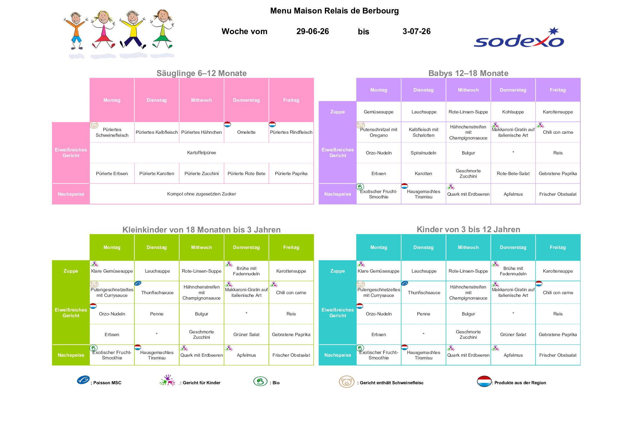Menu semaine 2026.27 29.06-03.07.2026