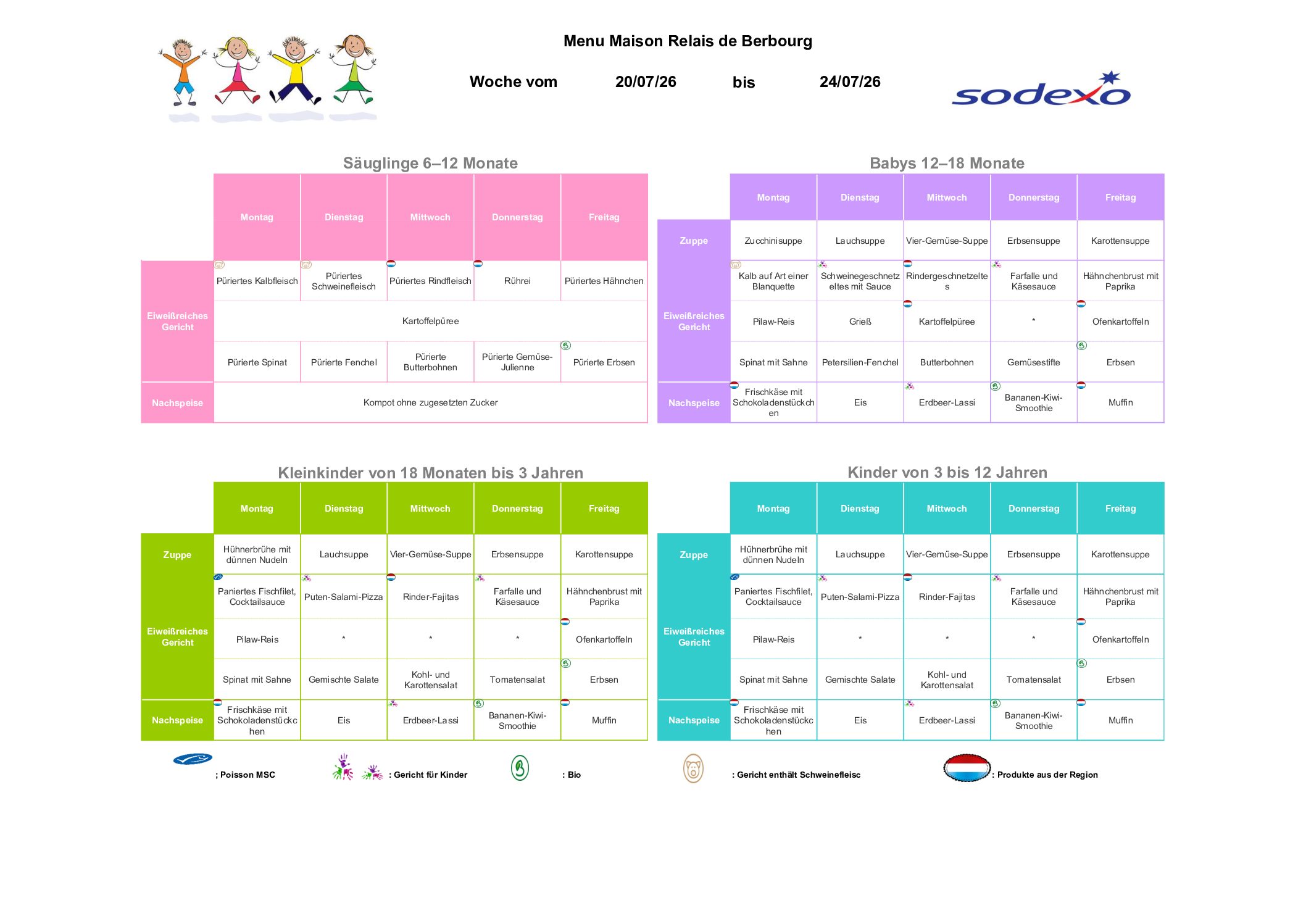 Menu semaine 2026.30 20.07-24.07
