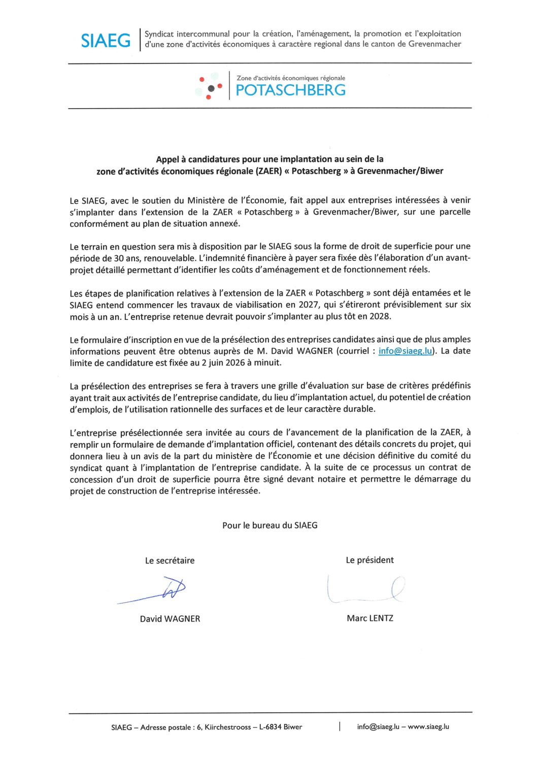 2026-05-08 - SIAG - SOCIETES - Appel à candidatures