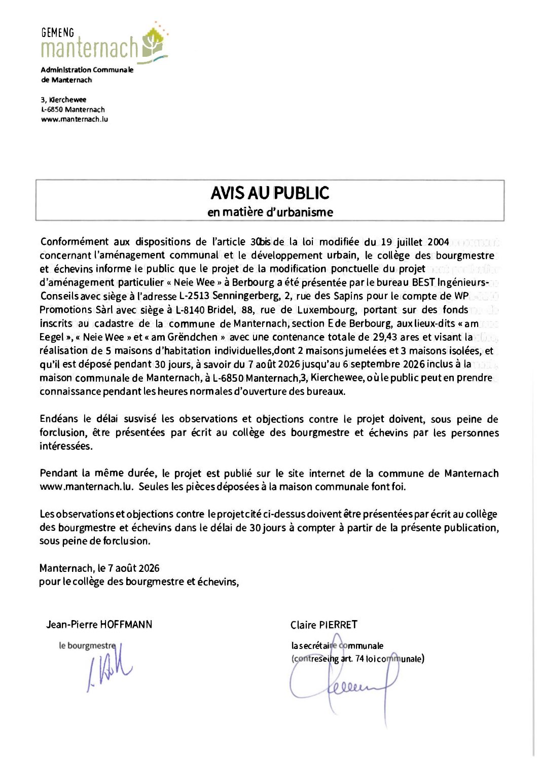 20260807 - MOPO PAP Neie Wee - 1 - MOPO PAP_BE_Neie Wee_Avis au public_corr